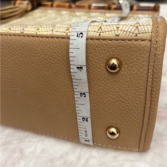 Sondra Roberts Weaved Fringed Bamboo Shoulder Bag Handbag - Picture 12 of 12